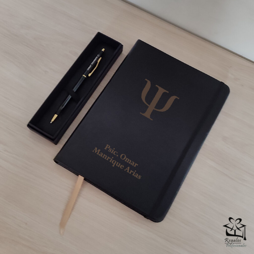Set de libreta tipo agenda y bolígrafo personalizados