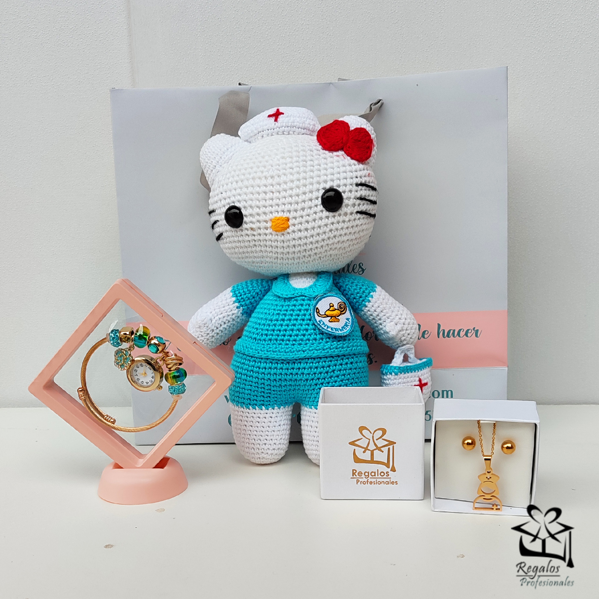 Set Kitty enfermera, reloj y collar