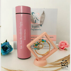 Set reloj y termo rosa