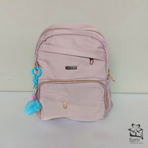 Mochila Mediana A4 Elegante con Cierres y Aplicaciones Doradas