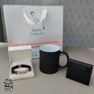 Pack médico – Taza mágica, sencillero, pulsera de cuero y plata