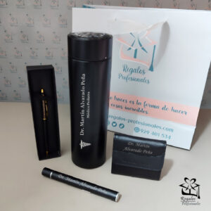 Set médico: termo + sencillero + bolígrafo + linterna