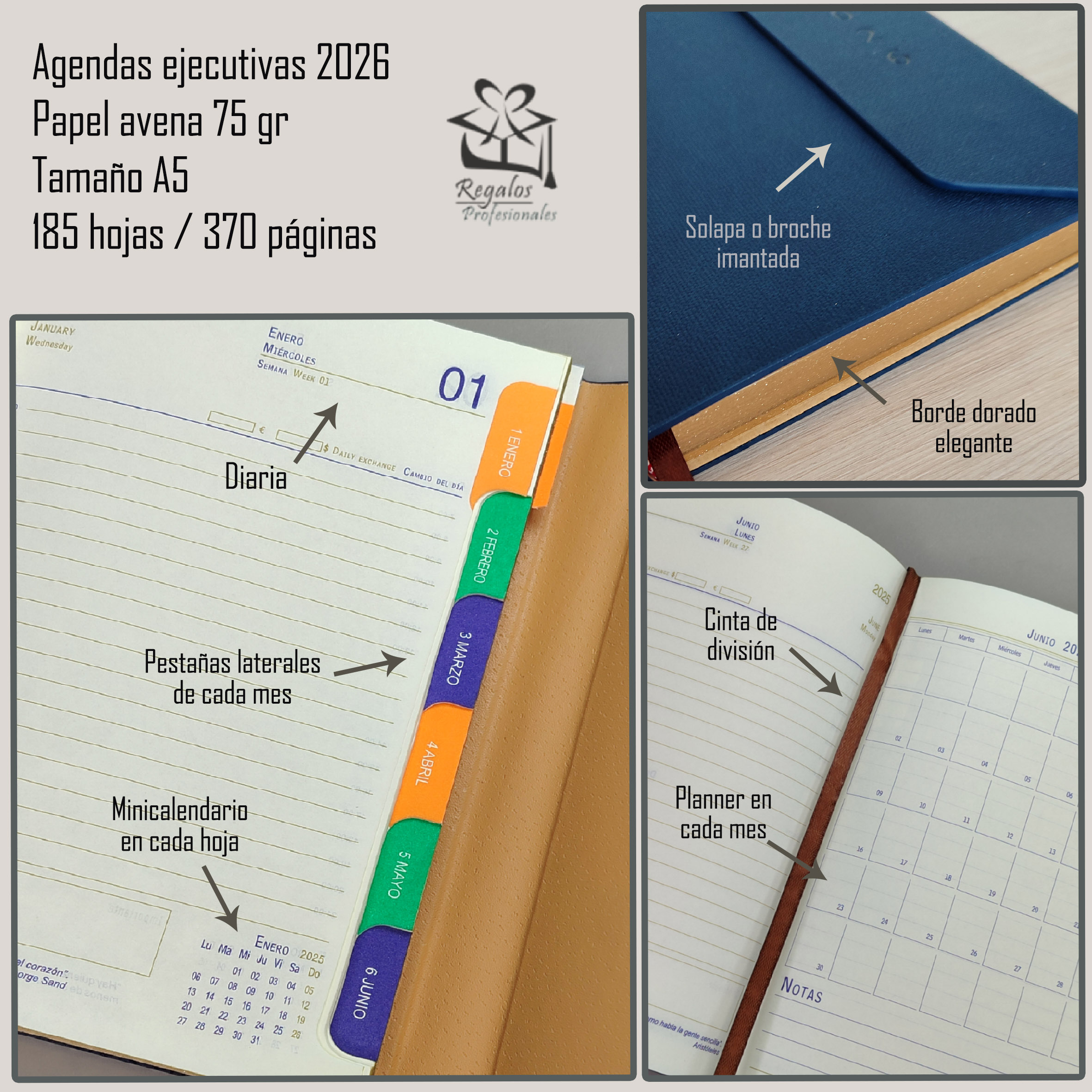 Set Ejecutivo Personalizado – Agenda de Biocuero A5 y Bolígrafo Metálico - Imagen 2