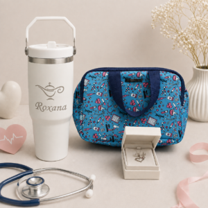 Set Enfermera | Termo Personalizado + Neceser + Collar y Aretes de Plata