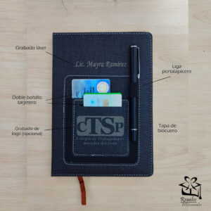 Agenda Ejecutiva Portacelular Personalizada + Bolígrafo de Tinta Líquida
